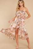 One Sure Way Blush Floral Print High-Low Dress