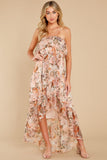 One Sure Way Blush Floral Print High-Low Dress