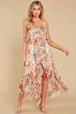 One Sure Way Blush Floral Print High-Low Dress