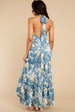 Fully Enamored Blue Multi Floral Print Maxi Dress