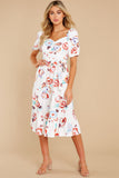 Into Your Arms White Floral Print Midi Dress