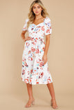Into Your Arms White Floral Print Midi Dress