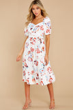 Into Your Arms White Floral Print Midi Dress