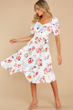 Into Your Arms White Floral Print Midi Dress