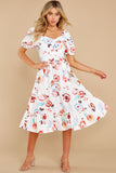 Into Your Arms White Floral Print Midi Dress