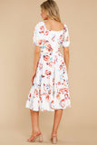Into Your Arms White Floral Print Midi Dress