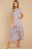 Magnetic Attraction Purple Floral Print Maxi Dress