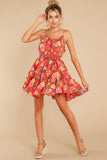 Too Alluring Red Floral Print Dress