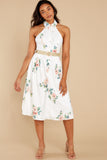 Just A Natural White Floral Print Midi Dress