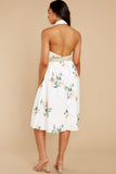 Just A Natural White Floral Print Midi Dress