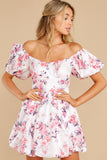 Spring In Your Step White Floral Print Dress