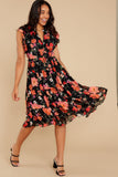 Intended Or Not Black Floral Print Midi Dress