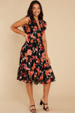 Intended Or Not Black Floral Print Midi Dress