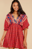 Just The Start Red Multi Print Dress