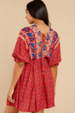 Just The Start Red Multi Print Dress