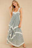 Fall In Love Sage Green Floral Print Maxi Dress (BACKORDER JULY)