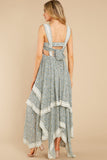 Fall In Love Sage Green Floral Print Maxi Dress (BACKORDER JULY)