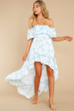 Instant Romance Blue Floral Print High-Low Dress