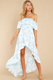 Instant Romance Blue Floral Print High-Low Dress