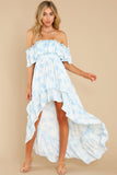 Instant Romance Blue Floral Print High-Low Dress