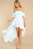 Instant Romance Blue Floral Print High-Low Dress