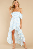 Instant Romance Blue Floral Print High-Low Dress