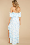 Instant Romance Blue Floral Print High-Low Dress