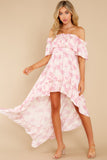 Instant Romance Pink Floral Print High-Low Dress