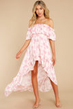 Instant Romance Pink Floral Print High-Low Dress