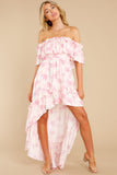 Instant Romance Pink Floral Print High-Low Dress