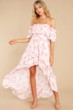 Instant Romance Pink Floral Print High-Low Dress