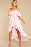 Instant Romance Pink Floral Print High-Low Dress
