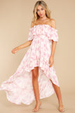 Instant Romance Pink Floral Print High-Low Dress