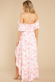 Instant Romance Pink Floral Print High-Low Dress