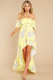 Instant Romance Yellow Floral Print High-Low Dress