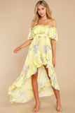 Instant Romance Yellow Floral Print High-Low Dress