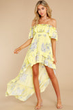 Instant Romance Yellow Floral Print High-Low Dress