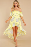 Instant Romance Yellow Floral Print High-Low Dress