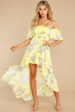 Instant Romance Yellow Floral Print High-Low Dress