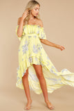 Instant Romance Yellow Floral Print High-Low Dress