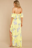 Instant Romance Yellow Floral Print High-Low Dress