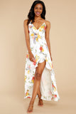 Sunny Delight Ivory Multi Floral Print Maxi Dress