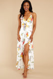 Sunny Delight Ivory Multi Floral Print Maxi Dress