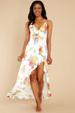 Sunny Delight Ivory Multi Floral Print Maxi Dress