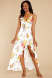 Sunny Delight Ivory Multi Floral Print Maxi Dress