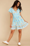 Lover's Embrace Aqua Floral Print Dress