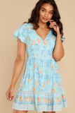 Lover's Embrace Aqua Floral Print Dress