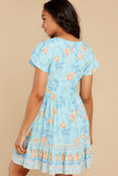 Lover's Embrace Aqua Floral Print Dress