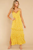 All Of A Sudden Yellow Floral Print Maxi Dress