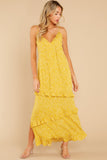 All Of A Sudden Yellow Floral Print Maxi Dress